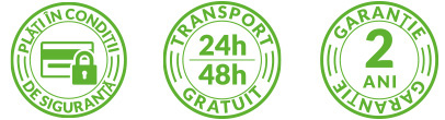 Transport gratuit 48h, garantie 2 ani, deducere fiscala 50%